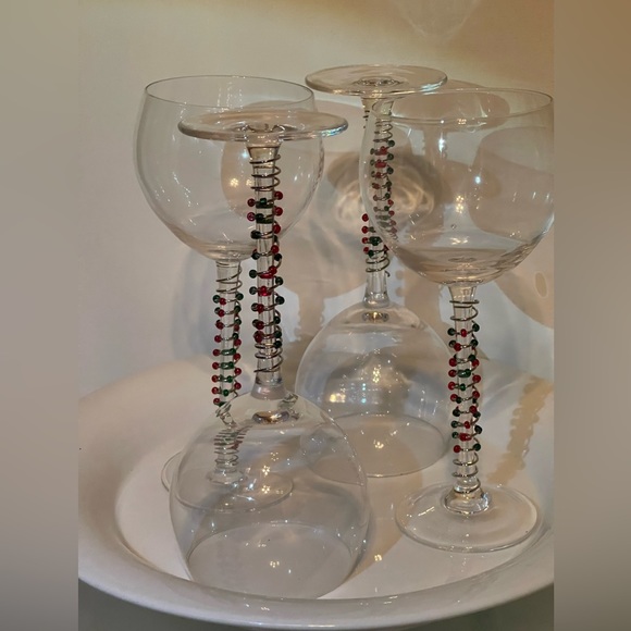 Set of 4 Lenox Festive Balloon Glasses with beads on stems - Picture 10 of 13